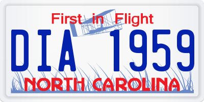 NC license plate DIA1959