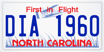 NC license plate DIA1960