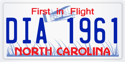 NC license plate DIA1961