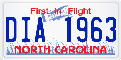 NC license plate DIA1963