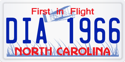 NC license plate DIA1966