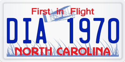 NC license plate DIA1970