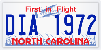 NC license plate DIA1972
