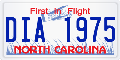 NC license plate DIA1975