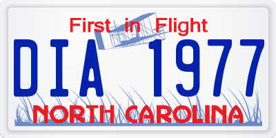 NC license plate DIA1977