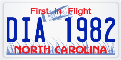 NC license plate DIA1982