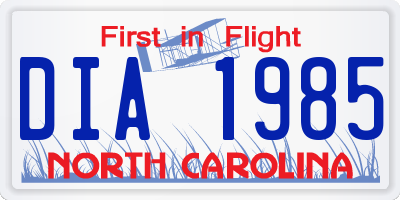 NC license plate DIA1985