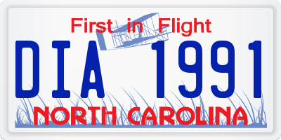 NC license plate DIA1991