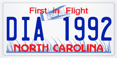 NC license plate DIA1992