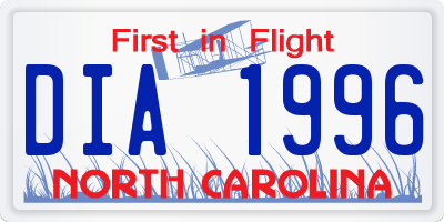 NC license plate DIA1996