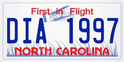 NC license plate DIA1997