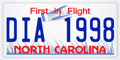 NC license plate DIA1998