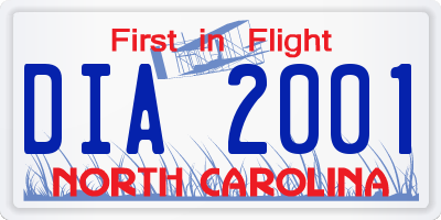 NC license plate DIA2001