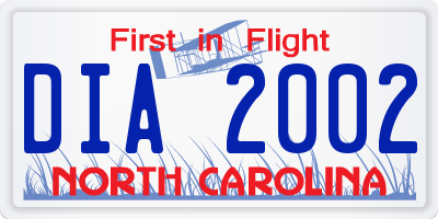 NC license plate DIA2002