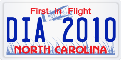 NC license plate DIA2010