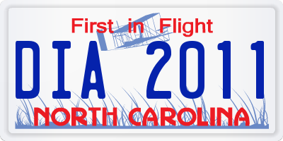NC license plate DIA2011