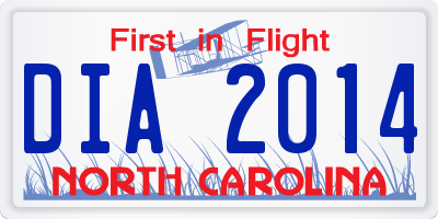 NC license plate DIA2014