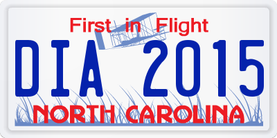 NC license plate DIA2015