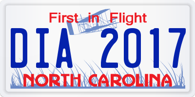 NC license plate DIA2017