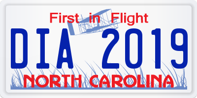 NC license plate DIA2019
