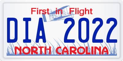 NC license plate DIA2022