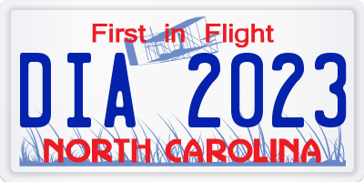 NC license plate DIA2023