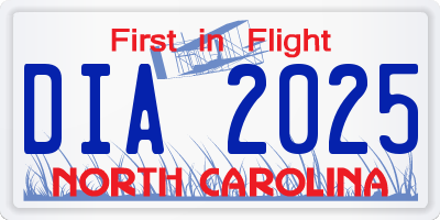 NC license plate DIA2025