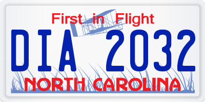 NC license plate DIA2032
