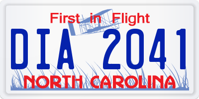 NC license plate DIA2041