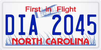 NC license plate DIA2045