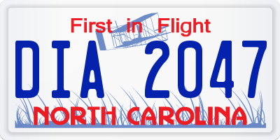 NC license plate DIA2047