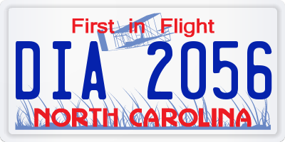 NC license plate DIA2056