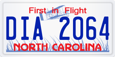 NC license plate DIA2064