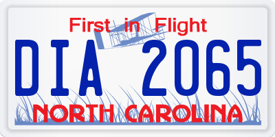 NC license plate DIA2065