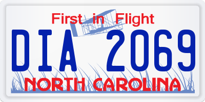 NC license plate DIA2069