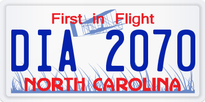 NC license plate DIA2070