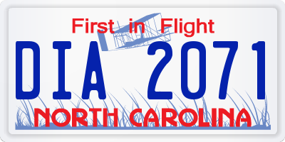 NC license plate DIA2071