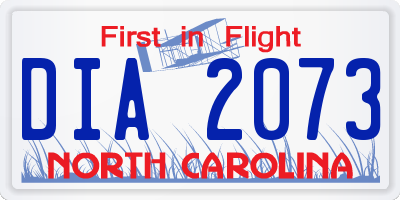 NC license plate DIA2073