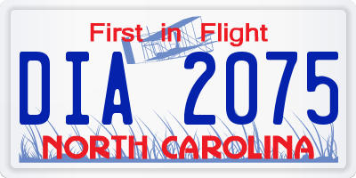 NC license plate DIA2075