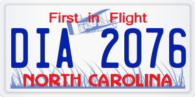 NC license plate DIA2076