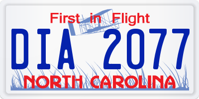 NC license plate DIA2077