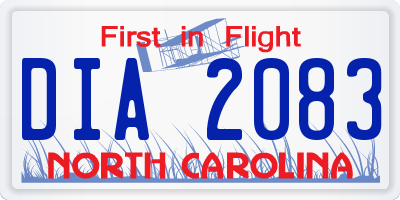 NC license plate DIA2083