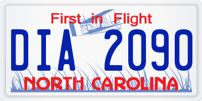 NC license plate DIA2090
