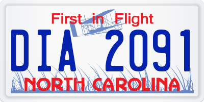 NC license plate DIA2091