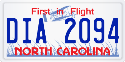 NC license plate DIA2094