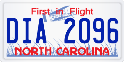NC license plate DIA2096