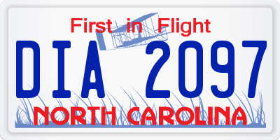 NC license plate DIA2097