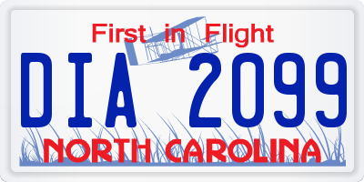 NC license plate DIA2099