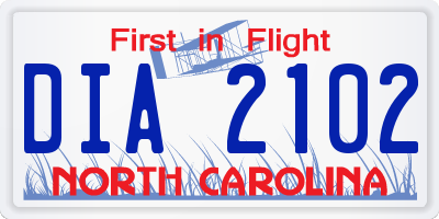 NC license plate DIA2102