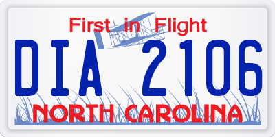 NC license plate DIA2106